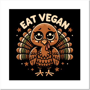 Whimsical Thanksgiving Turkey - Eat Vegan Posters and Art